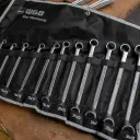 Set med dubbelringnycklar, med fast ring, enligt standard DIN 838. - 16