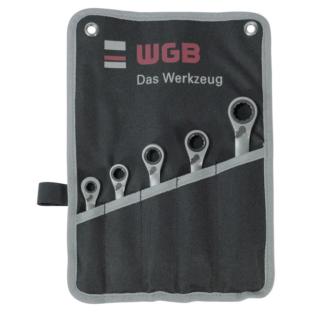 Set van ratelsleutels met dubbele ring.